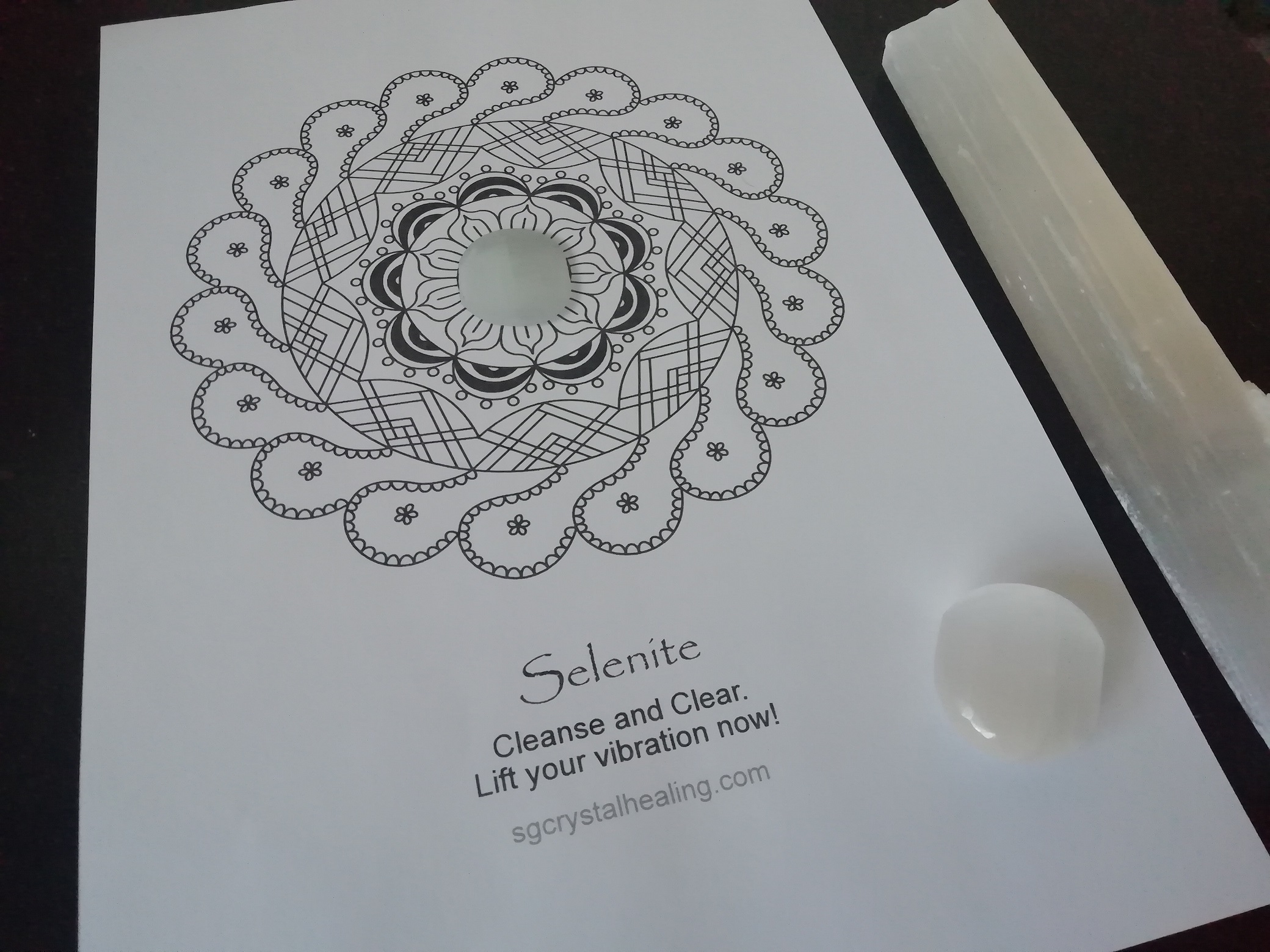 Crystal Mandala Coloring Page - Selenite
